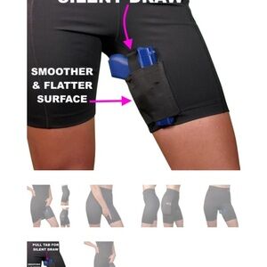 HER TACTICAL Black Gun Holster Shorts with Compression Fit and Mid-Thigh Length